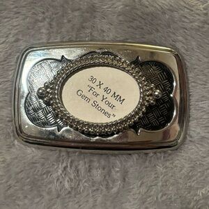 Silver and Black interchangeable Gemstone Belt Buckle